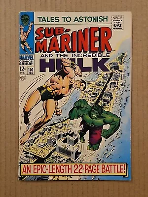 Buy Tales To Astonish #100 Sub-Mariner Hulk Marvel 1968 VF- • 59.58£