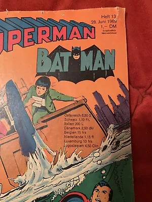 Buy 1969 Superman / Batman #. 13 Comic From Germany Vintage RARE Collectible • 87.95£