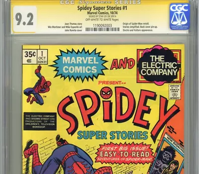 Buy Spidey Super Stories 1 CGC SS 9.2 Signed Stan Lee Early Clean Sig RARE • 597.49£