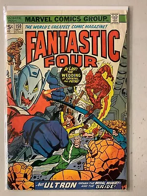 Buy Fantastic Four #150 Wedding Of Crystal + Quicksilver, MVS Cut Out 4.0 (1974) • 7.91£