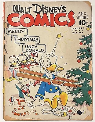 Buy WALT DISNEY'S COMICS AND STORIES #4 1st HUEY, DEWEY & LOUIE COVER 1941 COMPLETE • 517.83£