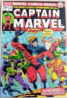 Buy Captain Marvel #31 FN+ (6.5) - Marvel 1974 - 20 Cents Copy - Jim Starlin Art • 12.99£