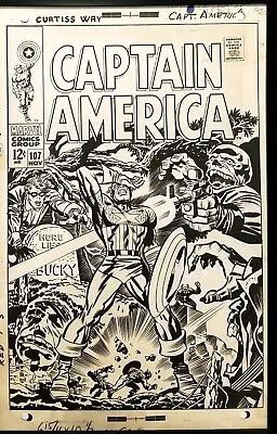 Buy Captain America #107 By Jack Kirby 11x17 FRAMED Original Art Poster Marvel Comic • 47.39£