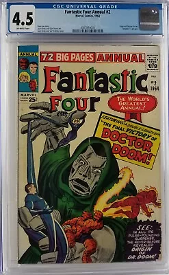 Buy Fantastic Four Annual #2 Cgc 4.5 Ow Pages 1964 Origin Doctor Doom • 285.52£