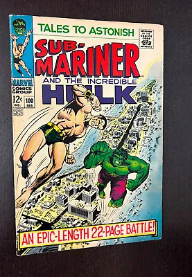 Buy TALES TO ASTONISH #100 (Marvel Comics 1968) -- Silver Age Hulk -- FN • 44.43£