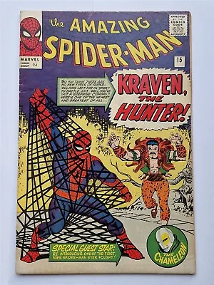 Buy Amazing Spider-man #15 Fn- (5.5) August 1964 1st App Kraven Marvel Comics ** • 999.99£