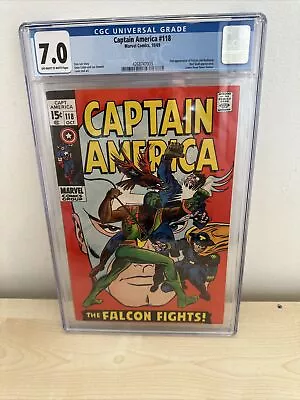 Buy Captain America #118 Cgc 7.0 2nd Falcon Redwing Red Skull Gene Colan Joe Sinnott • 129.99£