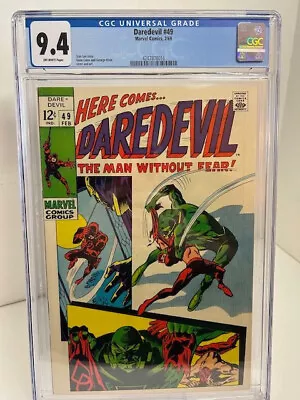 Buy Daredevil #49 CGC 9.4 OWP, 1st Starr Saxon, Silver Age Marvel, Stan Lee (1969) • 219.87£