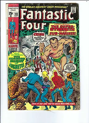 Buy Fantastic Four #102 (Marvel, Stan Lee, Jack Kirby, Sub-Mariner & Magneto, 1970) • 11.83£
