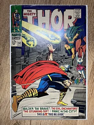 Buy Thor #143 (1967) Stan Lee, Classic Jack Kirby Cover! Marvel Comics VG/FN 5.0 • 30£