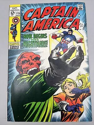 Buy Captain America #115 Marvel Comics 1969 Red Skull Marie Severin Cover Stan Lee • 36.02£