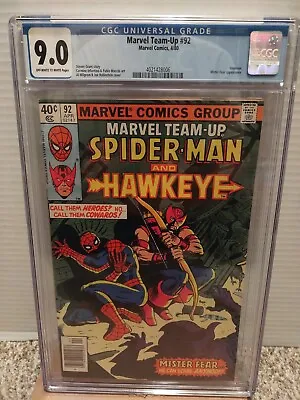 Buy Marvel Team-Up #92  CGC 9.0  Marvel Comics  1980 - Spider-Man & Hawkeye 🇺🇸🇺🇸 • 44.19£