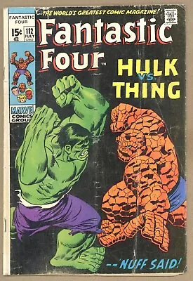 Buy Fantastic Four 112 G+ J. Buscema Cover/art! HULK BATTLES THING! 1971 Marvel U330 • 67.18£