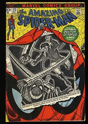 Buy Amazing Spider-Man #113 VF- 7.5 Doctor Octopus! 1st Hammerhead! Marvel 1972 • 52.03£