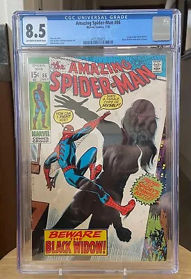 Buy Amazing Spider-Man #86 CGC 8.5 OW/W Page Romita Black Widow Origin New Costume • 295.70£