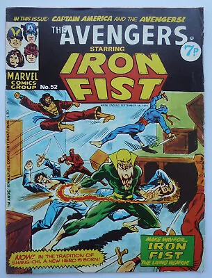 Buy The Avengers #52 1st App Iron Fist In Marvel Comics UK 14 Sept 1974 FN+ 6.5 • 22.95£