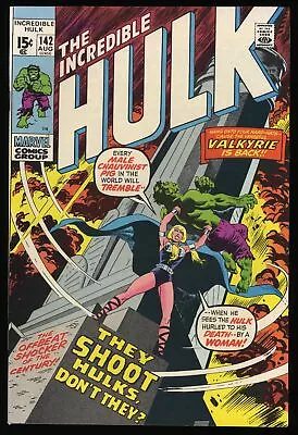 Buy Incredible Hulk #142 VF+ 8.5 1st New Valkyrie! Herb Trimpe Art! Marvel 1971 • 55.97£