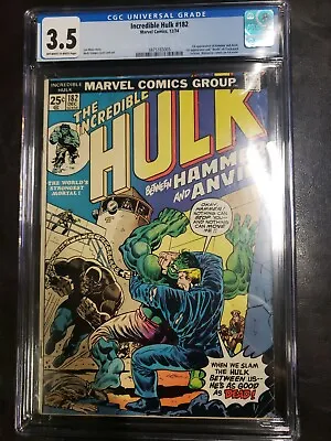Buy Incredible Hulk 182 CGC 3.5 Early Appearance Of Wolverine. 1st App Hammer/Anvil • 144.77£