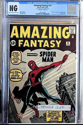 Buy Amazing Fantasy 15 1st App Spider-Man CGC NG Missing First Two Wraps And Cover  • 7,045.04£