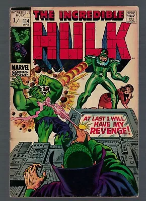 Buy Marvel Comics Hulk 114 4.0 VG + 1969 Avengers Mandarin • 14.99£