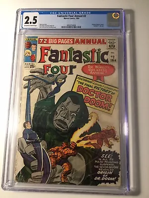 Buy Fantastic Four Annual #2 - Marvel 1964 CGC 2.5 Origin Of Doctor Doom Off White • 303.81£