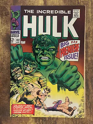 Buy Incredible Hulk #102 - STUNNING HIGH GRADE - Premiere Issue - Marvel Comics 1968 • 166.70£
