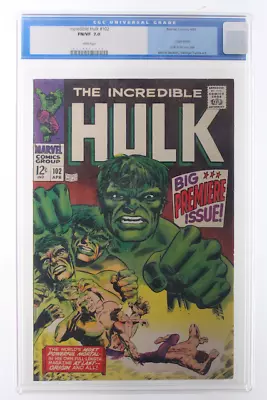 Buy Incredible Hulk #102 - Marvel Comics 1968 CGC 7.0 Continued From Tales To Astoni • 224.18£