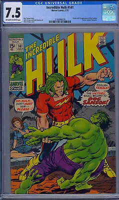 Buy Incredible Hulk #141 Cgc 7.5 1st Doc Samson • 174.15£