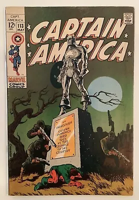 Buy Captain America #113 ~ 1969 Marvel Comics ~ Jim Steranko Art ~ Fine Cond. • 59.47£