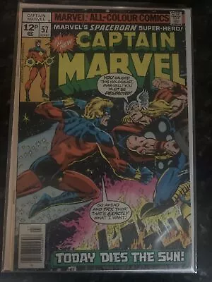 Buy Free P & P; Captain Marvel #57, July 1978: Vs. The Mighty Thor! • 3.90£