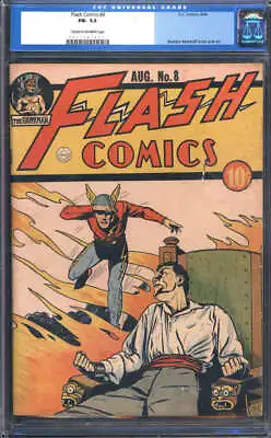 Buy Flash Comics #8 Cgc 5.5 Cr/ow Pages // Dc Comics 1940 • 1,918.08£