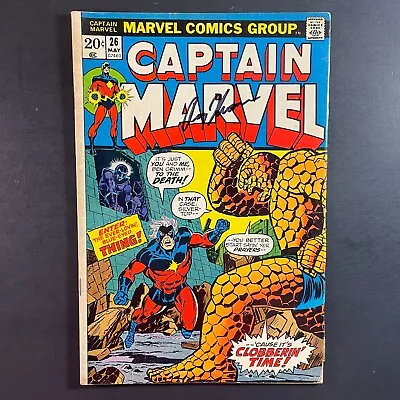Buy Captain Marvel 26 SIGNED Roy Thomas 2nd Thanos Bronze Age Marvel 1973 Comic Book • 79.91£