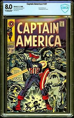 Buy Captain America #107 CBCS 8.0 1968 Marvel Silver Age • 75.95£