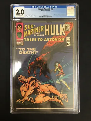 Buy Tales To Astonish #80 CGC 2.0 (1966) Silver Age Key! Stan Lee Sub-Mariner Hulk • 39.38£