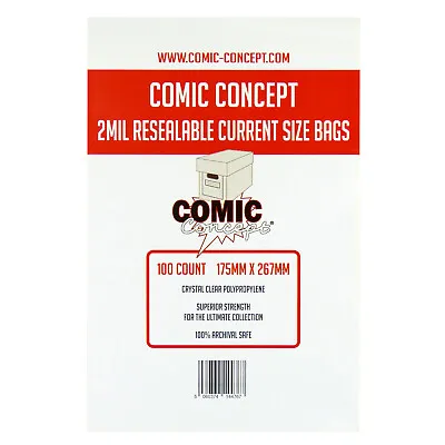 Buy Comic Concept RESEALABLE Comic Bags -- CURRENT Size -- Great Value!! • 5.99£