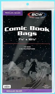 Buy 100 BCW SILVER / REGULAR COMIC BOOK BAGS 7-1/8x10-1/2   Clear Plastic Archival • 13.77£