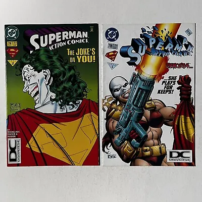 Buy ACTION COMICS #714 & 718 (1995) SUPERMAN DCU DC UNIVERSE LOGO VARIANT SET Dwyer • 51.34£