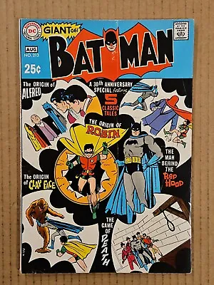 Buy Batman #213 Giant 30th Anniversary Origin Of Robin DC 1969 VG/FN • 23.65£
