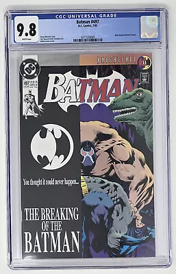 Buy CGC 9.8 Batman #497 (1993) DC Comics Key Issue! Bane Breaks Batman's Back. • 68.36£