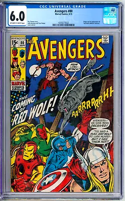 Buy Avengers 80 CGC Graded 6.0 FN 1st Red Wolf Marvel Comics 1970 • 63.03£