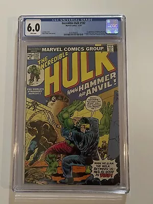 Buy Incredible Hulk 182 CGC 6.0 White Pages - 3RD APPEARANCE OF WOLVERINE!!!! • 239.86£