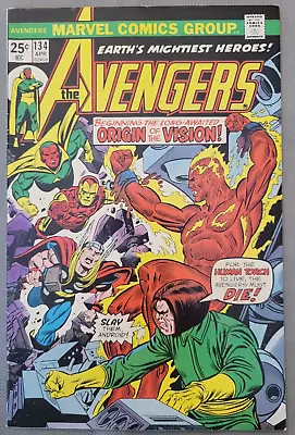 Buy Avengers #134 1978 Key Issue Origin Of Vision's Body Fire! *CCC* • 11.87£
