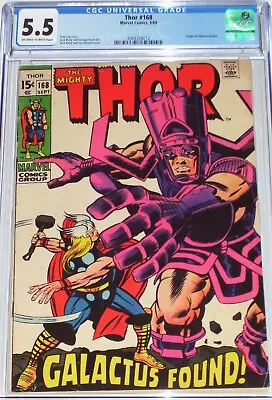 Buy Thor #168 CGC 5.5 From Sept 1969 Origin Of Galactus Begins. Stan Lee Story • 101.53£