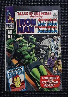 Buy 1966 Tales Of Suspense 81 Marvel Comics 9/66:Captain America, 12¢ Iron Man Cover • 22.78£