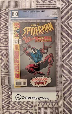 Buy Web Of Spider-Man #118 Not CGC Pgx 8.0 White Pages (1994) - 1st Scarlet Spider  • 67.72£