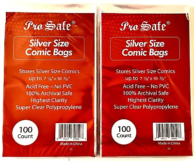 Buy 200 SILVER AGE Comic Bags, 2x100/Pack Comic Book Sleeves With FLAP, CLEAR • 19.13£