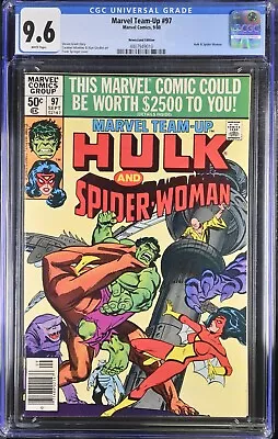 Buy MARVEL TEAM-UP #97 NEWSSTAND (Hulk & Spider-Woman) CGC 9.6 WHITE PAGES 1980 • 190.84£