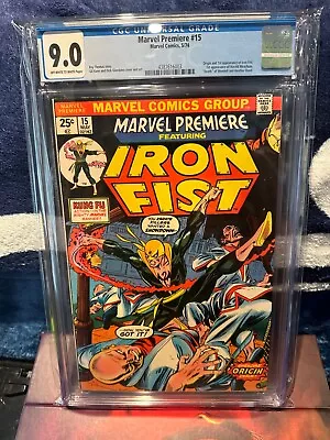 Buy Marvel Premiere 15 CGC 9.0 OW/White Pages Origin And 1st Appearance Of Iron Fist • 399.76£