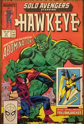 Buy Solo Avengers Hawkeye #12 - Nov 1988 - Marvel Comics - VERY NICE Look • 3.16£