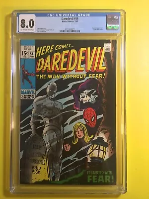 Buy Daredevil #54 Spider-Man And Mister Fear Appearance CGC 8.0 Marvel 1969. • 142.30£